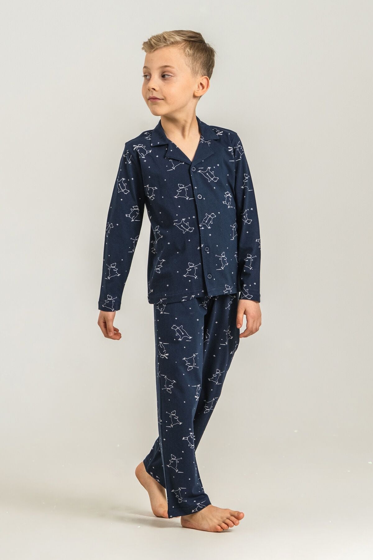 Rolypoly Erkek Çocuk Polar Bear Lacivert Gömlek Pijama Takımı RP3865-C-V1 Ürün ana görseli