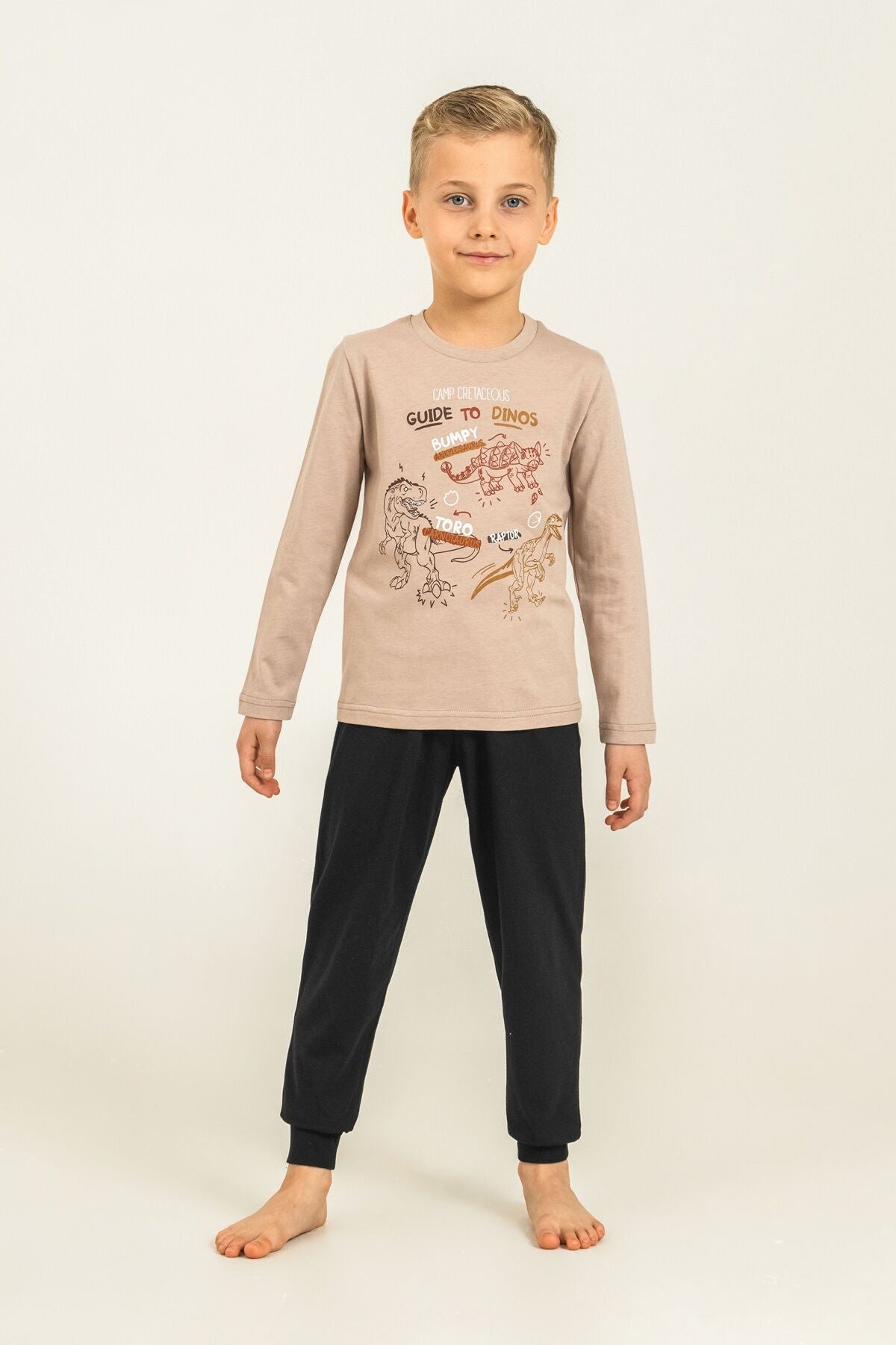 Rolypoly Erkek Çocuk Sarı Guide To Dinos Uzun Kol Pijama Takım RP3861-C-V2 Ürün ikincil görseli