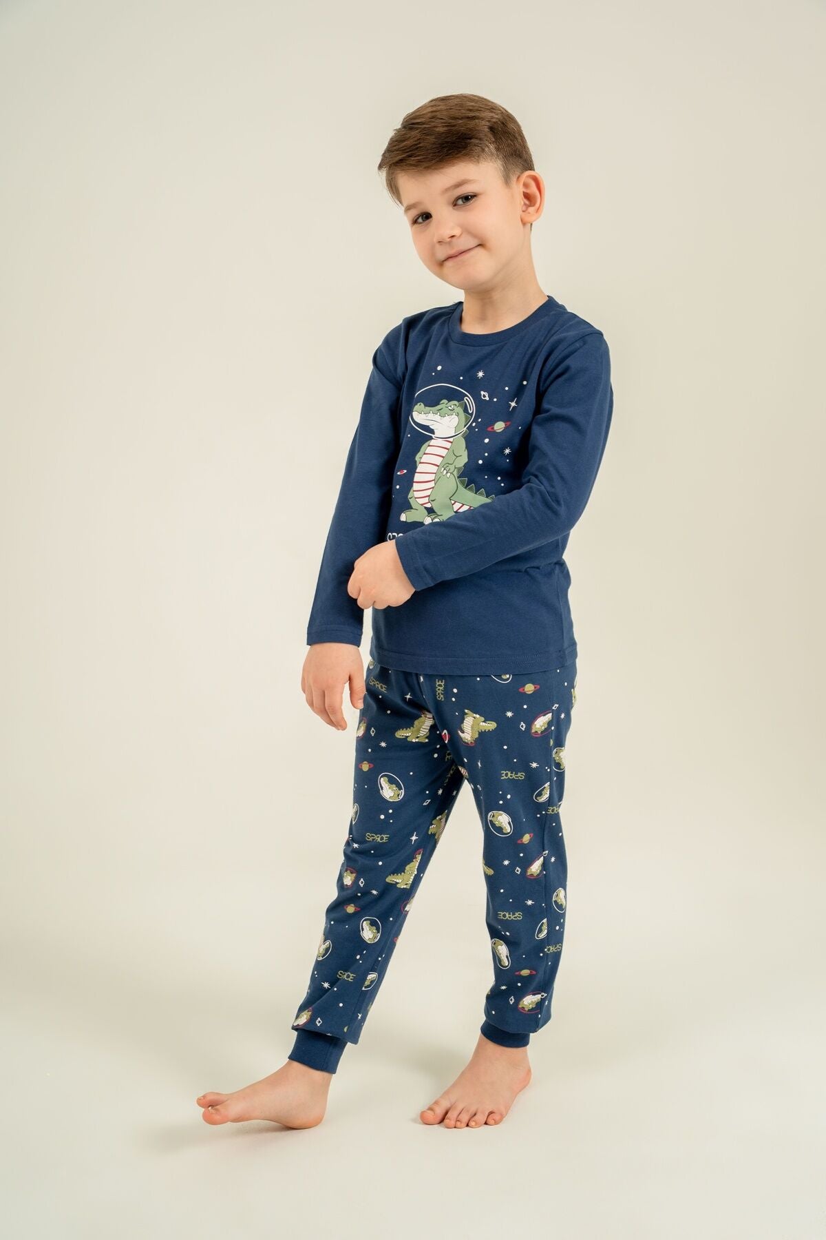 Rolypoly Erkek Çocuk Space Explorer Lacivert Uzun Kol Pijama Takım RP3862-C-V1