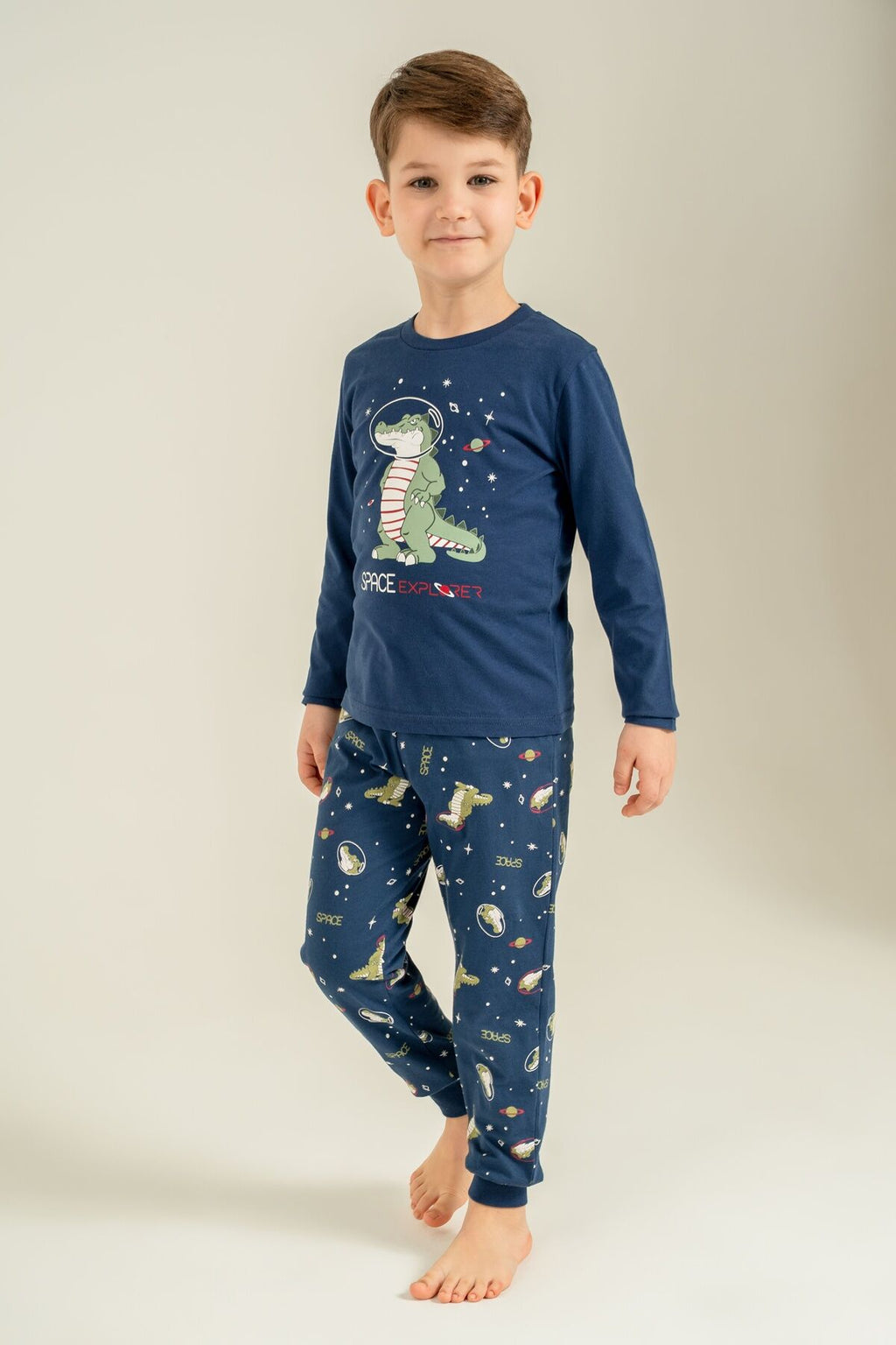 Rolypoly Erkek Çocuk Space Explorer Lacivert Uzun Kol Pijama Takım RP3862-C-V1