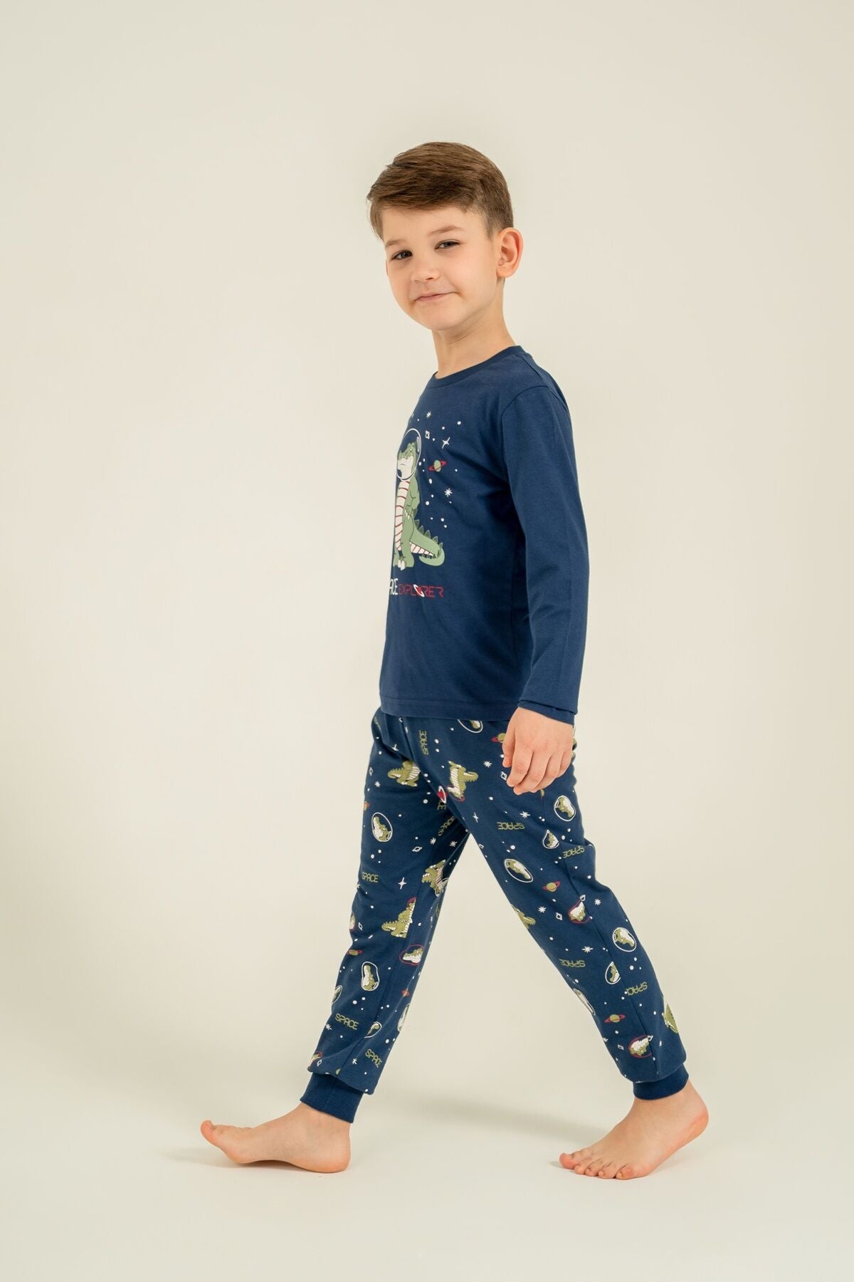 Rolypoly Erkek Çocuk Space Explorer Lacivert Uzun Kol Pijama Takım RP3862-C-V1