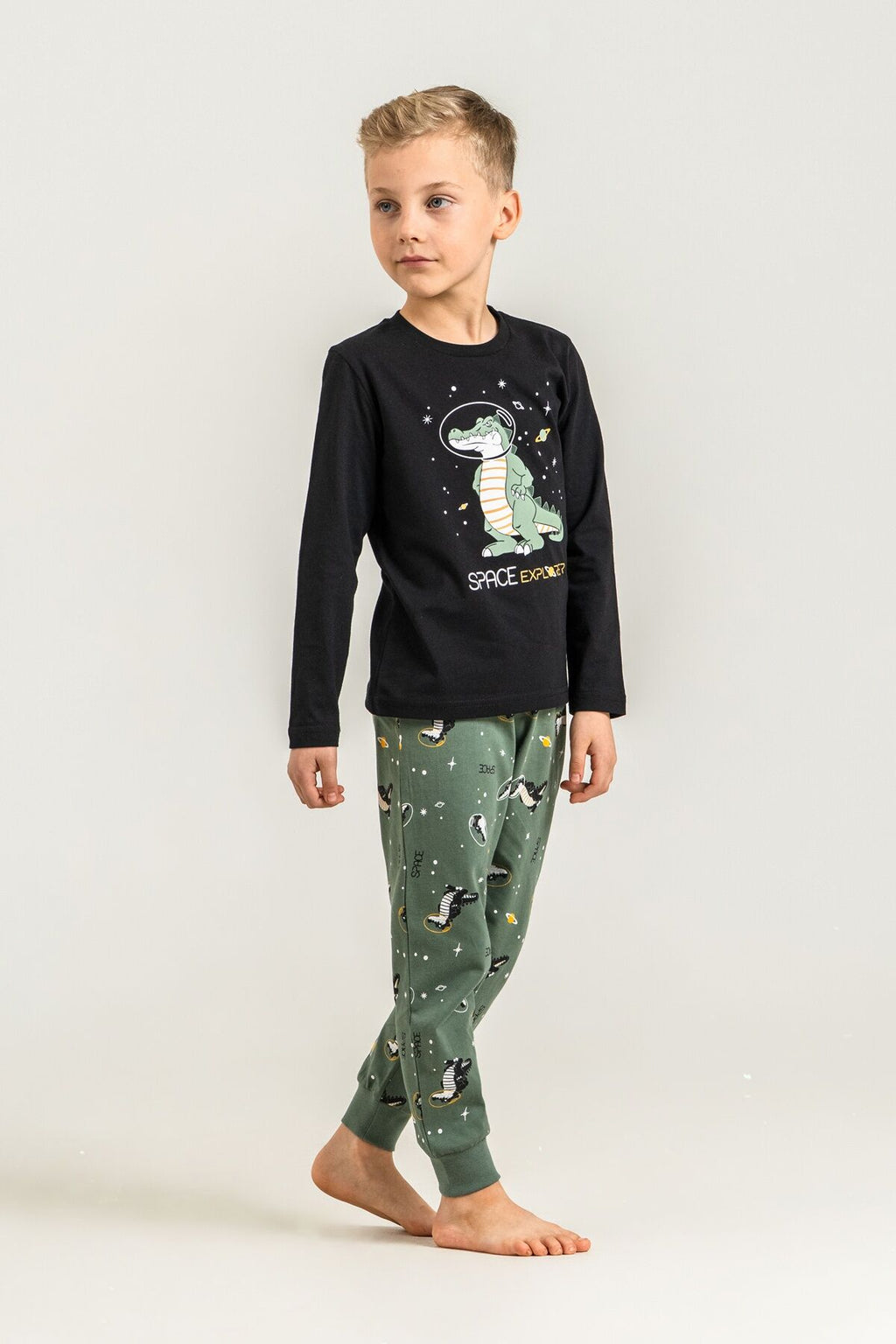 Rolypoly Erkek Çocuk Space Explorer Siyah Uzun Kol Pijama Takım RP3862-C-V2