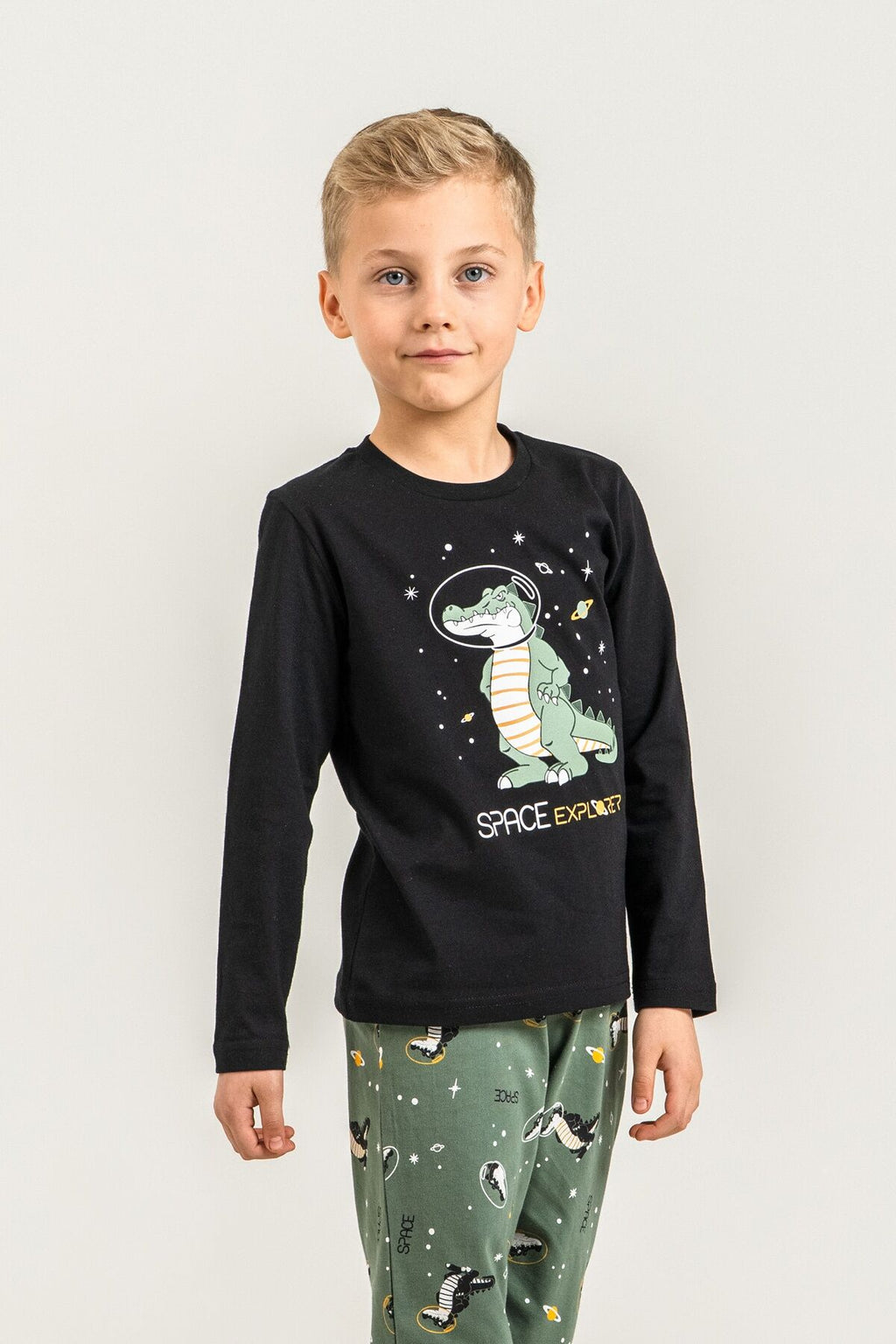 Rolypoly Erkek Çocuk Space Explorer Siyah Uzun Kol Pijama Takım RP3862-C-V2