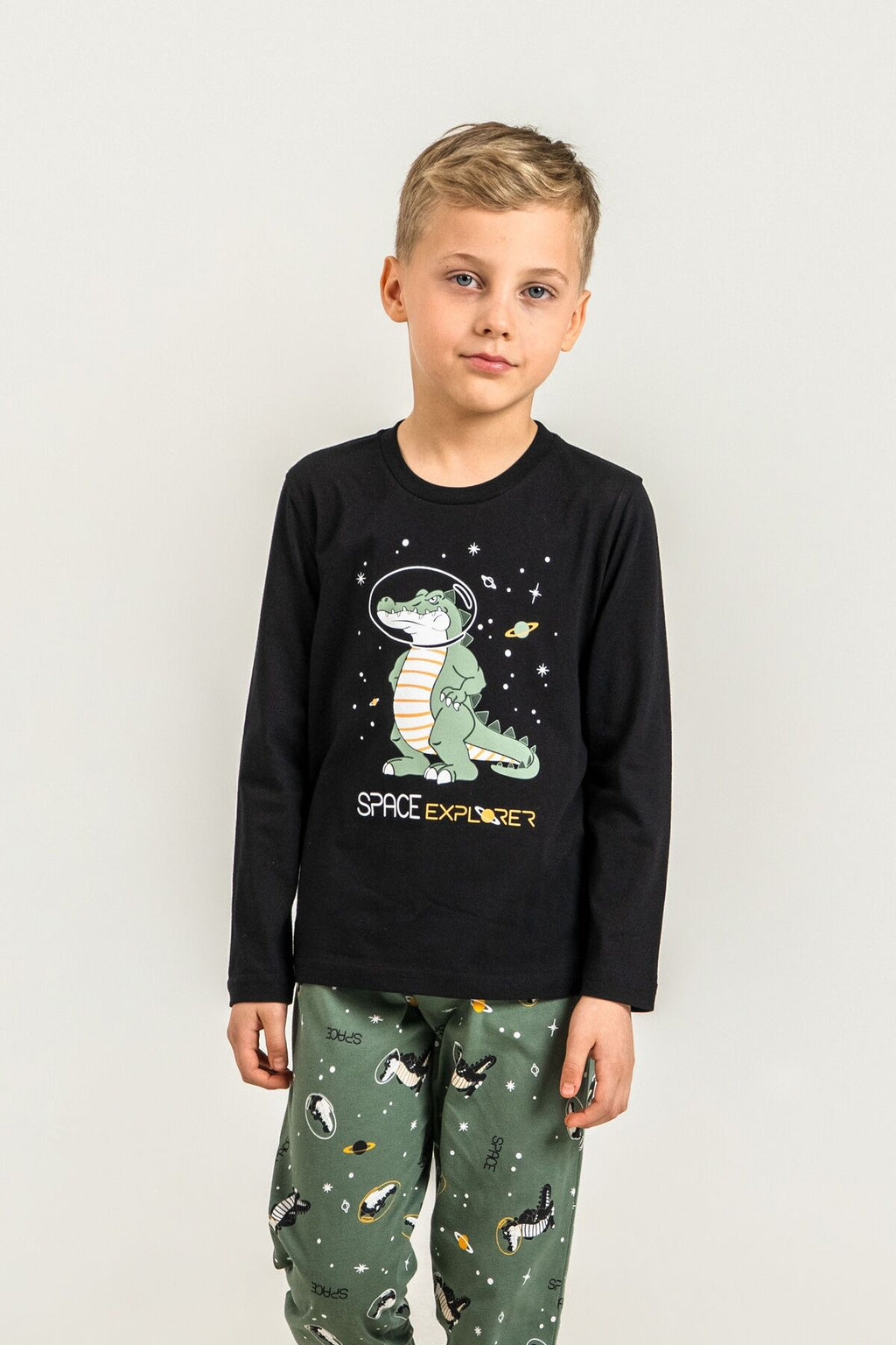 Rolypoly Erkek Çocuk Space Explorer Siyah Uzun Kol Pijama Takım RP3862-C-V2
