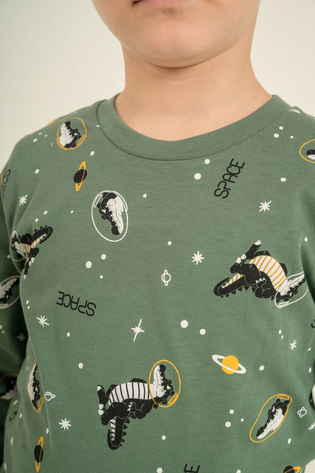 Rolypoly Erkek Çocuk Space Yeşil Uzun Kol Pijama Takım RP3888-C-V1