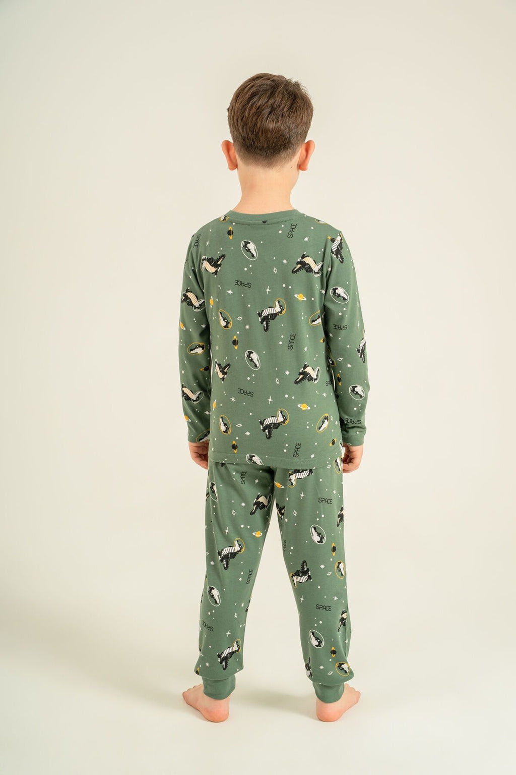 Rolypoly Erkek Çocuk Space Yeşil Uzun Kol Pijama Takım RP3888-C-V1
