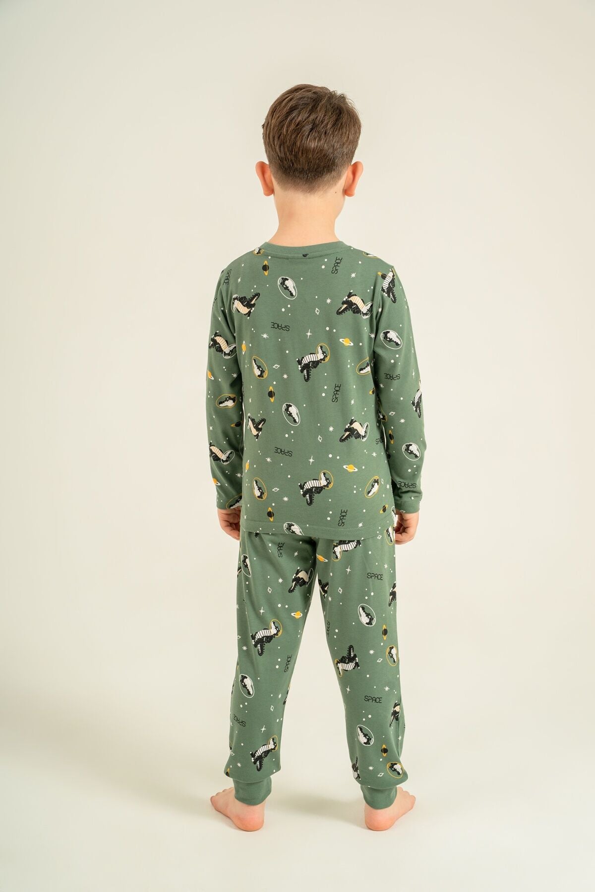 Rolypoly Erkek Çocuk Space Yeşil Uzun Kol Pijama Takım RP3888-C-V1