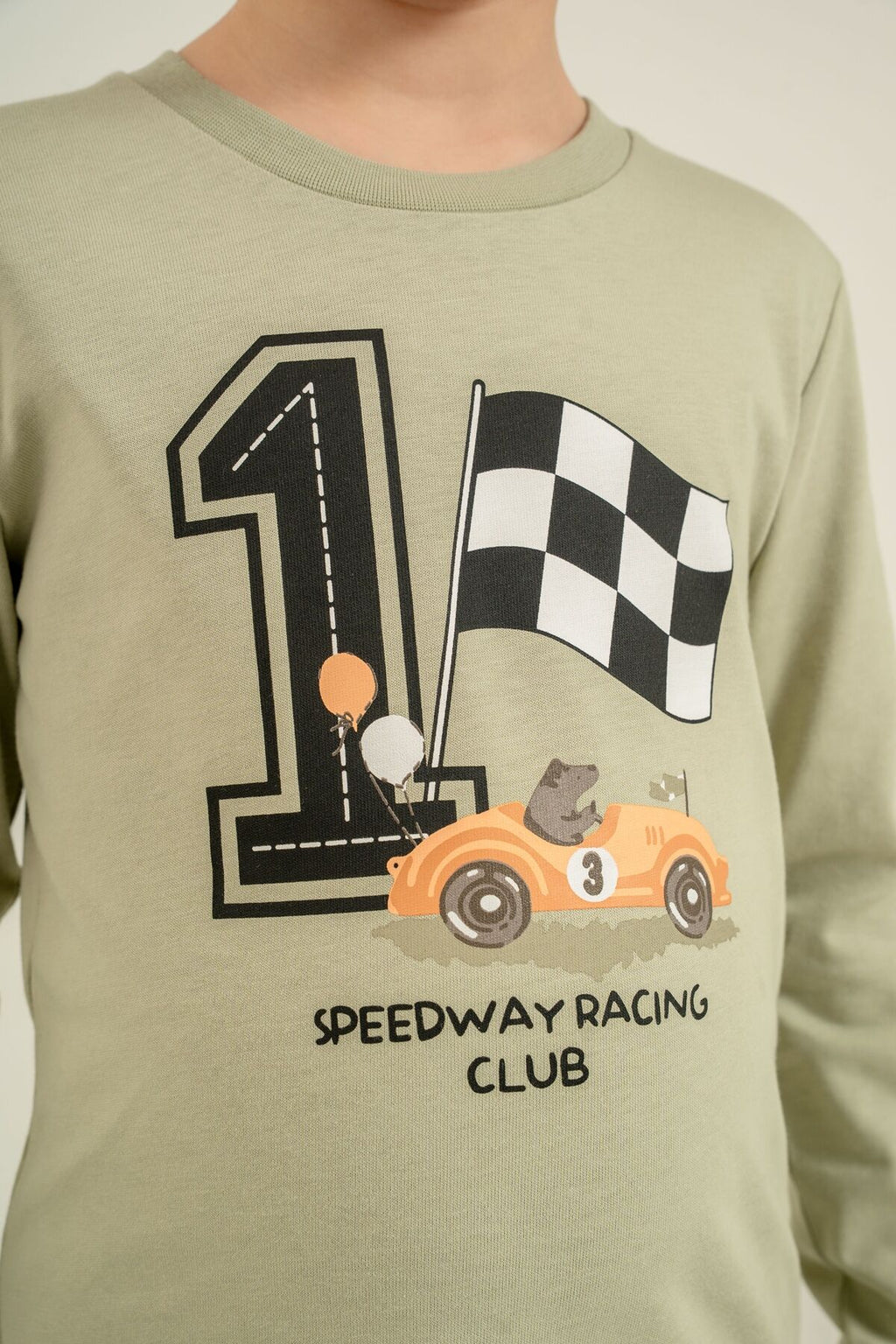 Rolypoly Erkek Çocuk Speedway Racing Club Yeşil Uzun Kol Pijama Takım RP3875-C-V2