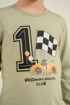 Rolypoly Erkek Çocuk Speedway Racing Club Yeşil Uzun Kol Pijama Takım RP3875-C-V2