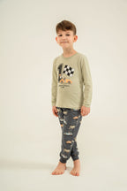Rolypoly Erkek Çocuk Speedway Racing Club Yeşil Uzun Kol Pijama Takım RP3875-C-V2