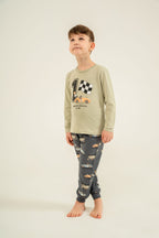 Rolypoly Erkek Çocuk Speedway Racing Club Yeşil Uzun Kol Pijama Takım RP3875-C-V2