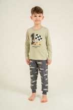 Rolypoly Erkek Çocuk Speedway Racing Club Yeşil Uzun Kol Pijama Takım RP3875-C-V2