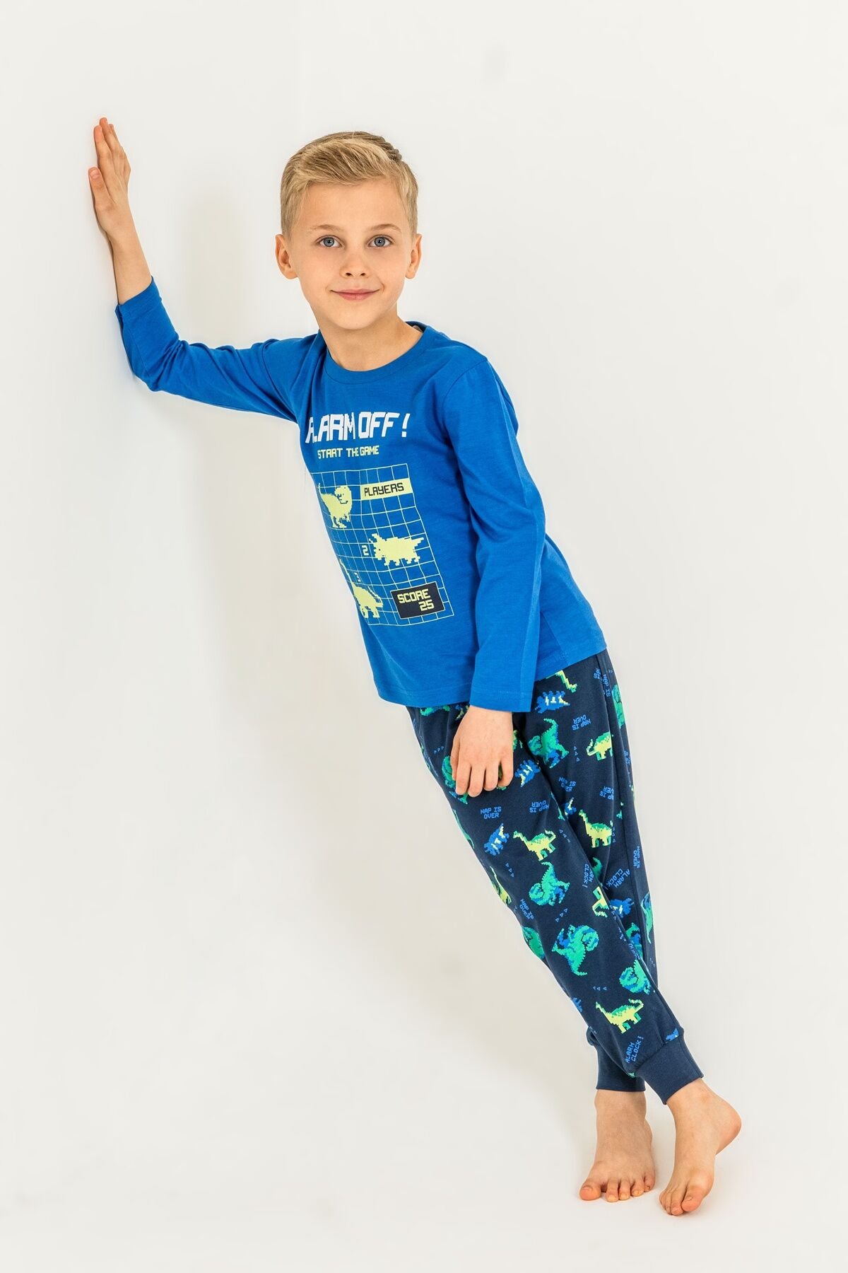 Rolypoly Erkek Çocuk Start The Game Mavi Uzun Kol Pijama Takım RP3860-C-V1 Ürün ikincil görseli