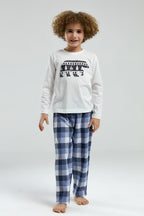 Rolypoly Erkek Çocuk Bisiklet Yaka Pigment Baskılı Kışlık Regular Fit Beyaz Pijama Takımı RP3231-C-V1