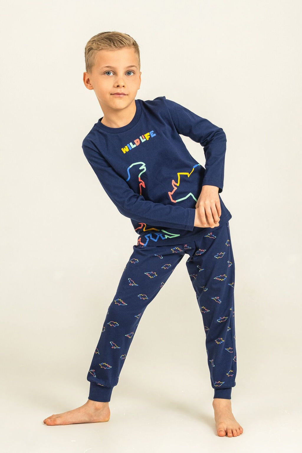 Rolypoly Erkek Çocuk Wildlife Lacivert Uzun Kol Pijama Takım RP3866-C-V1