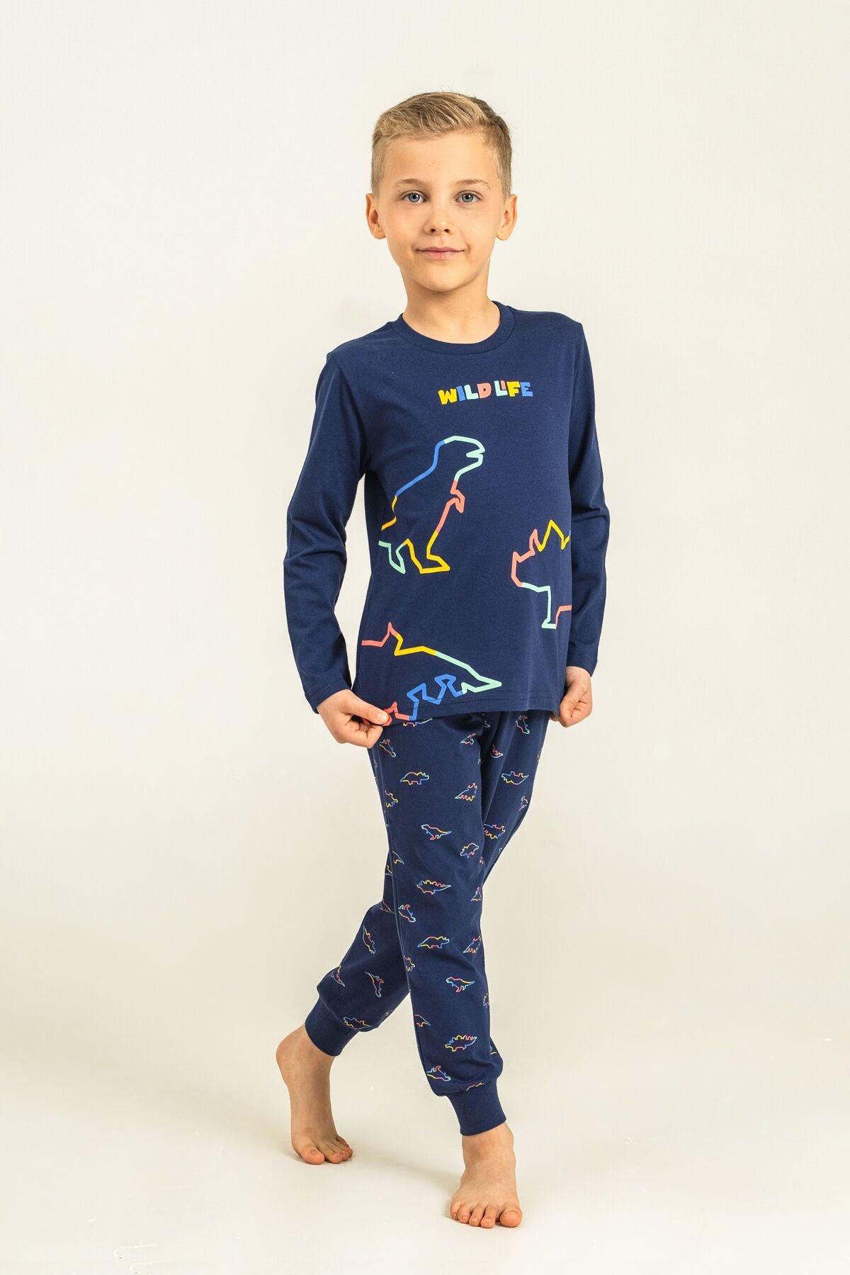 Rolypoly Erkek Çocuk Wildlife Lacivert Uzun Kol Pijama Takım RP3866-C-V1 Ürün ikincil görseli