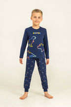 Rolypoly Erkek Çocuk Wildlife Lacivert Uzun Kol Pijama Takım RP3866-C-V1