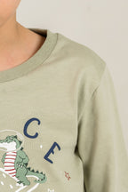 Rolypoly Erkek Çocuk Yeşil Space Adventure Uzun Kol Pijama Takım RP3863-C-V1