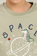 Rolypoly Erkek Çocuk Yeşil Space Adventure Uzun Kol Pijama Takım RP3863-C-V1