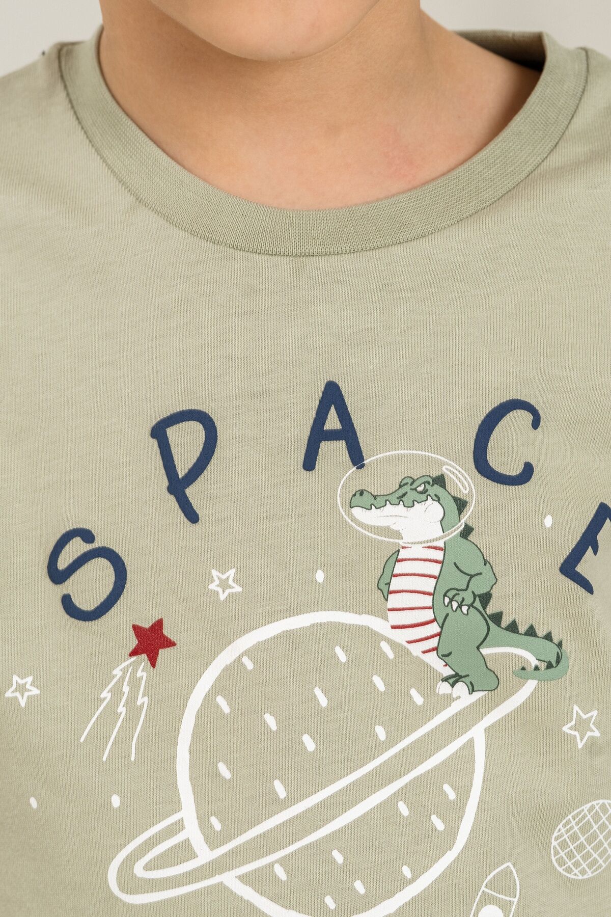 Rolypoly Erkek Çocuk Yeşil Space Adventure Uzun Kol Pijama Takım RP3863-C-V1