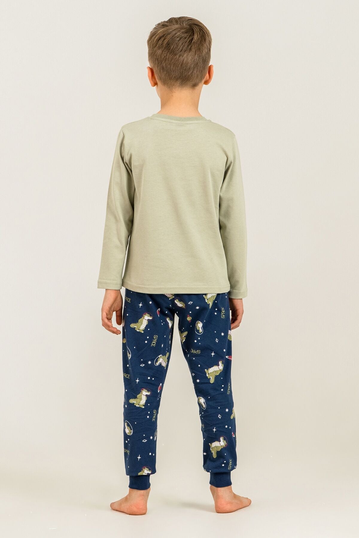 Rolypoly Erkek Çocuk Yeşil Space Adventure Uzun Kol Pijama Takım RP3863-C-V1