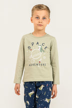 Rolypoly Erkek Çocuk Yeşil Space Adventure Uzun Kol Pijama Takım RP3863-C-V1