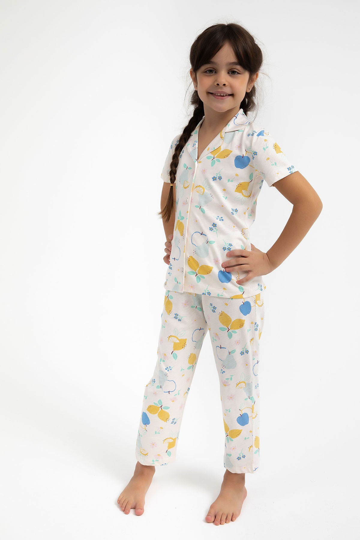Fruits Vanilya Kız Çocuk Gömlek Pijama Takımı Ürün ana görseli