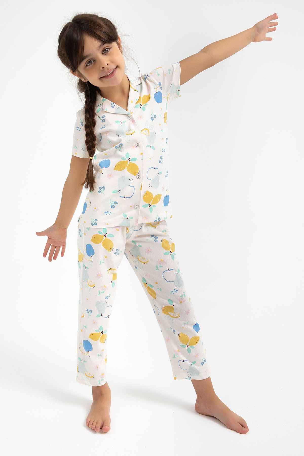 Fruits Vanilya Kız Çocuk Gömlek Pijama Takımı