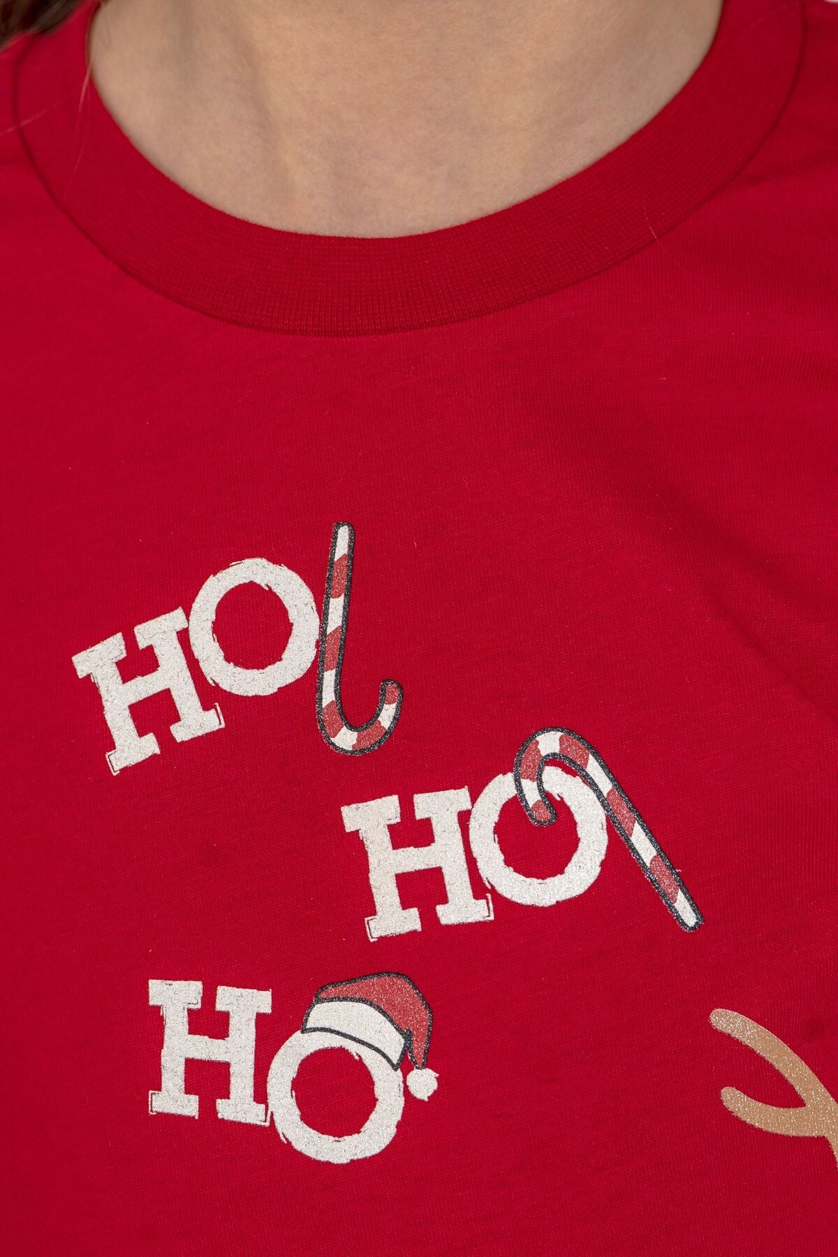 Rolypoly Ho Ho Ho Deer Anne Kız Kırmızı Uzun Kol Pijama Takım RP3934-A-V1