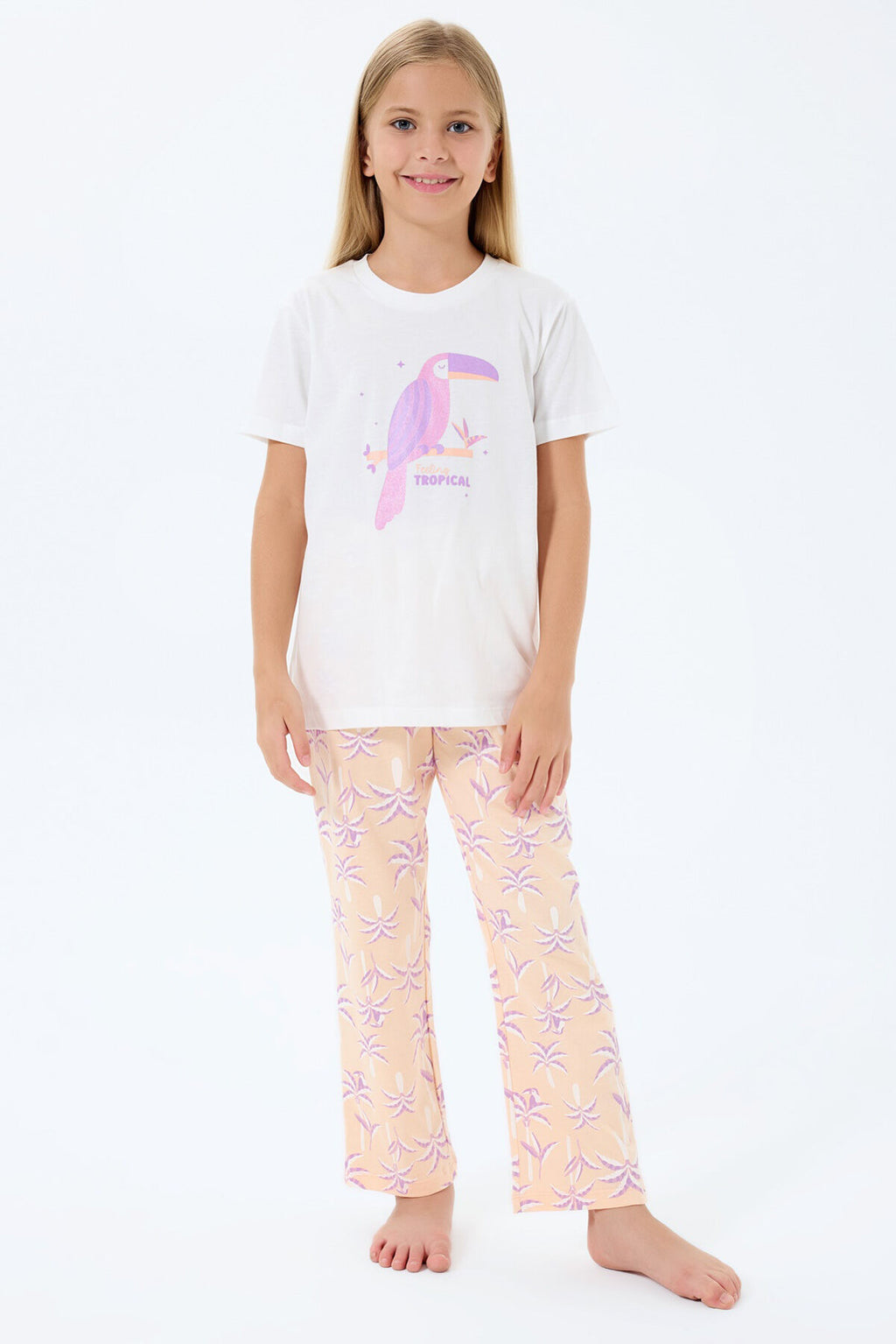 Rolypoly Kız Çocuk Beyaz Pijama Takım