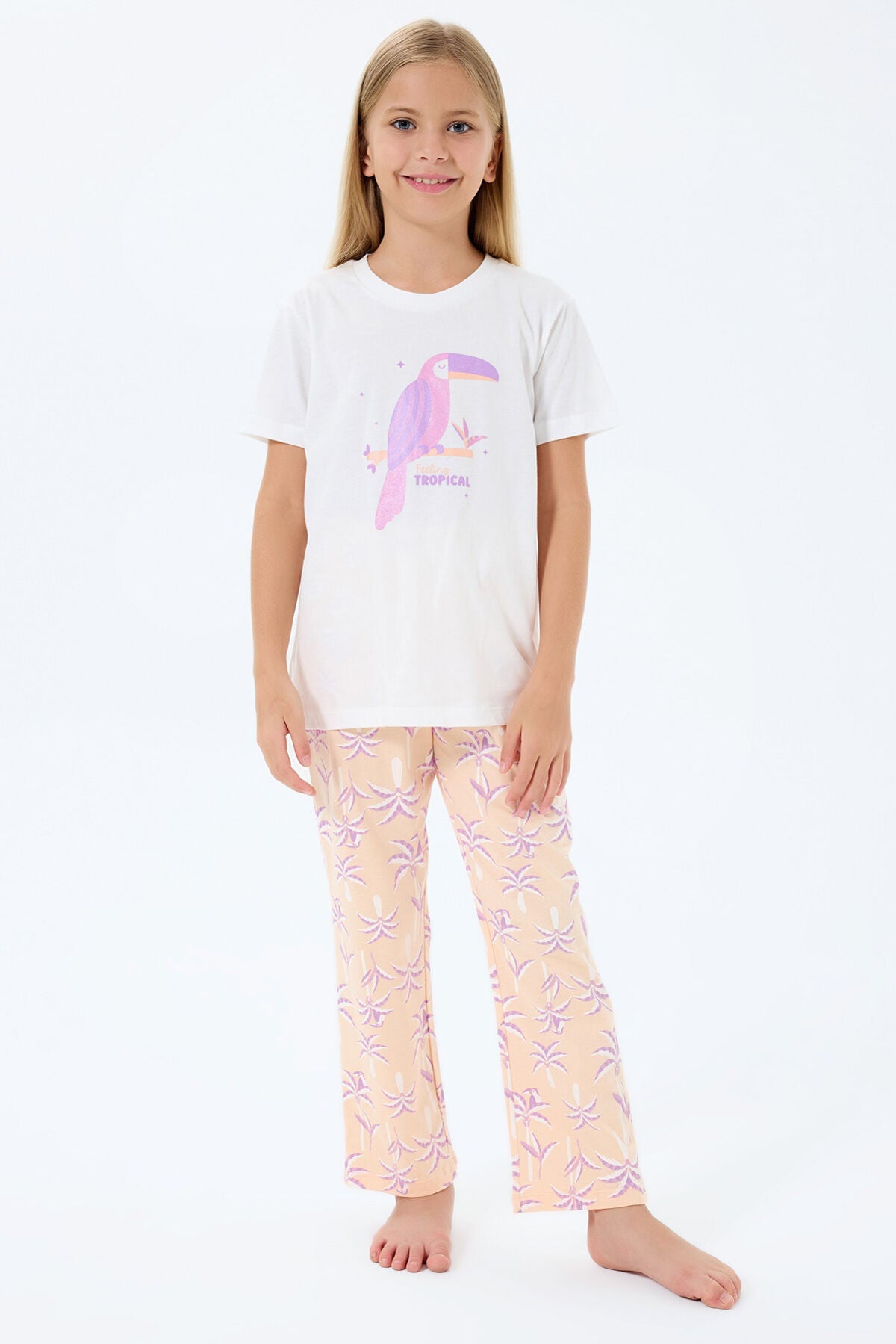 Rolypoly Kız Çocuk Beyaz Pijama Takım Ürün ana görseli