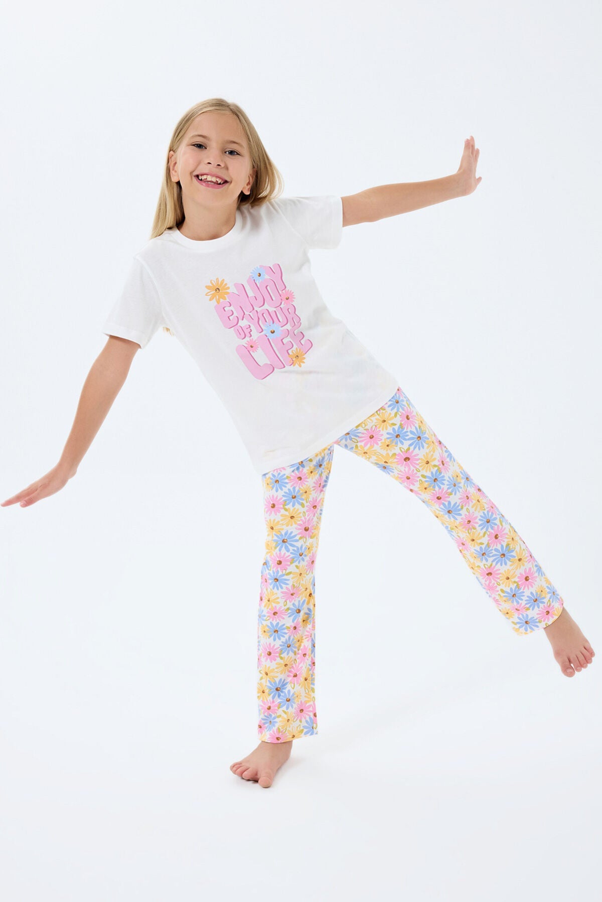 Rolypoly Kız Çocuk Beyaz Pijama Takım