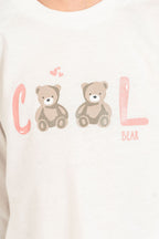 Rolypoly Kız Çocuk Cool Bear Beyaz Uzun Kol Pijama Takım RP3912-C-V1
