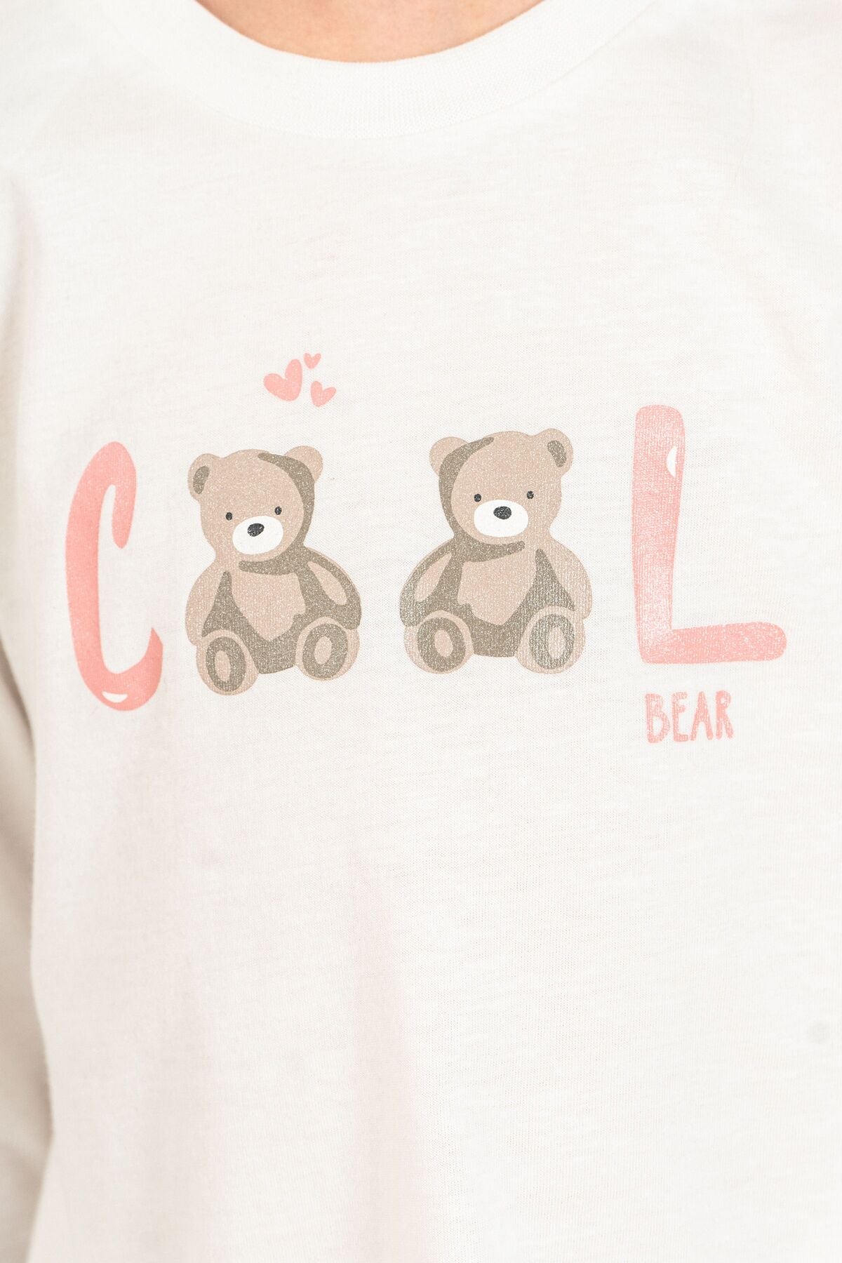 Rolypoly Kız Çocuk Cool Bear Beyaz Uzun Kol Pijama Takım RP3912-C-V1
