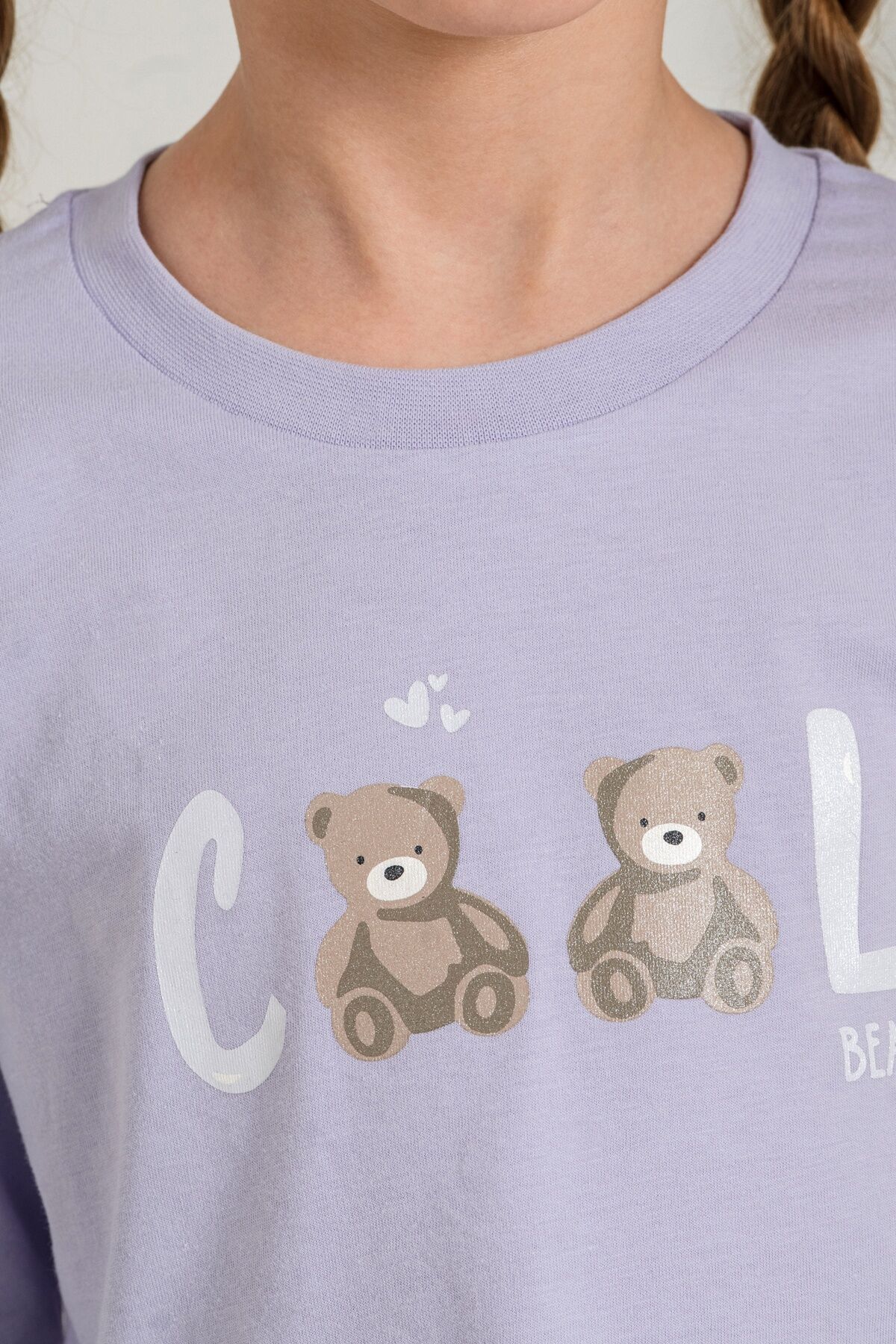 Rolypoly Kız Çocuk Cool Bear Mor Uzun Kol Pijama Takım RP3912-C-V2