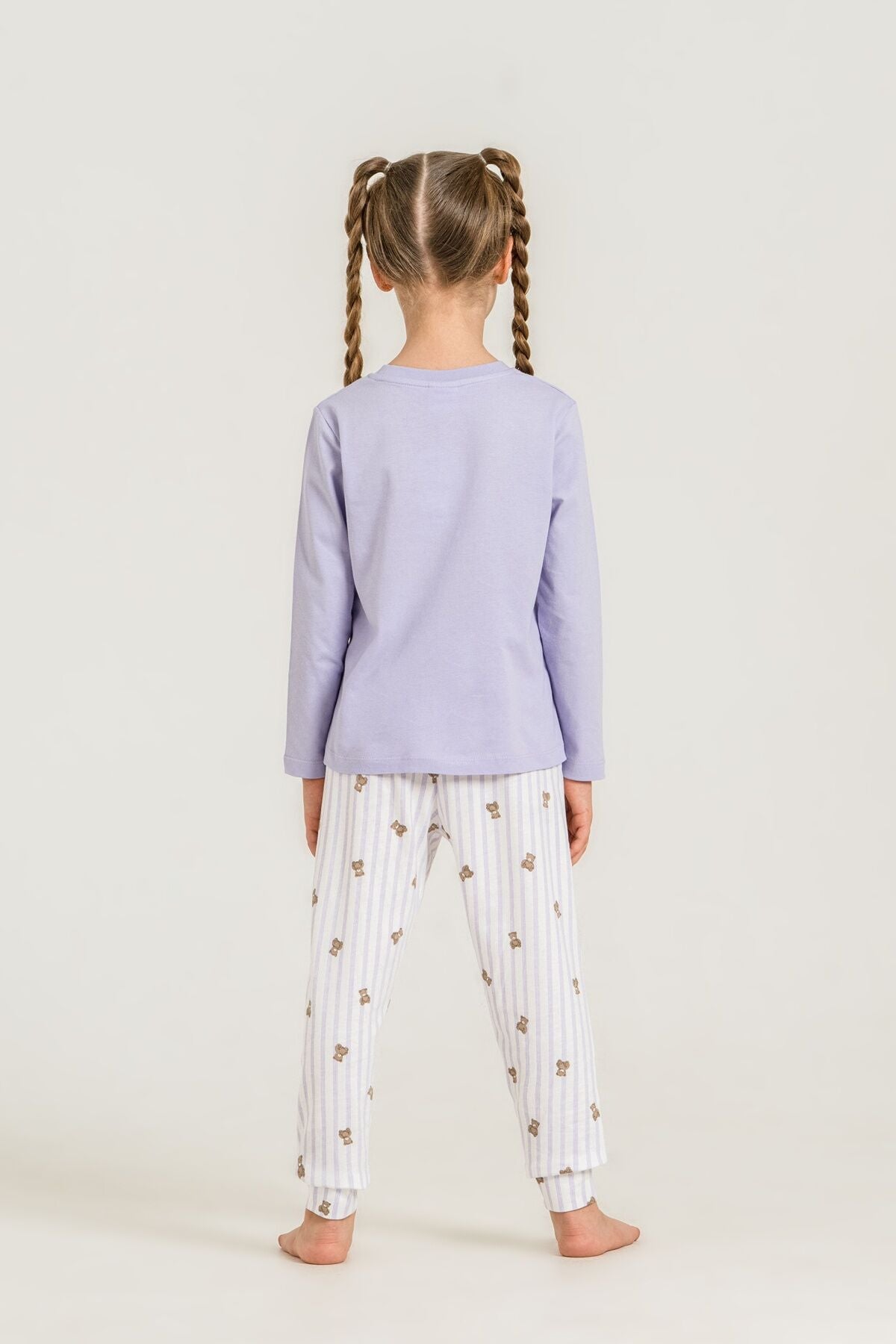 Rolypoly Kız Çocuk Cool Bear Mor Uzun Kol Pijama Takım RP3912-C-V2