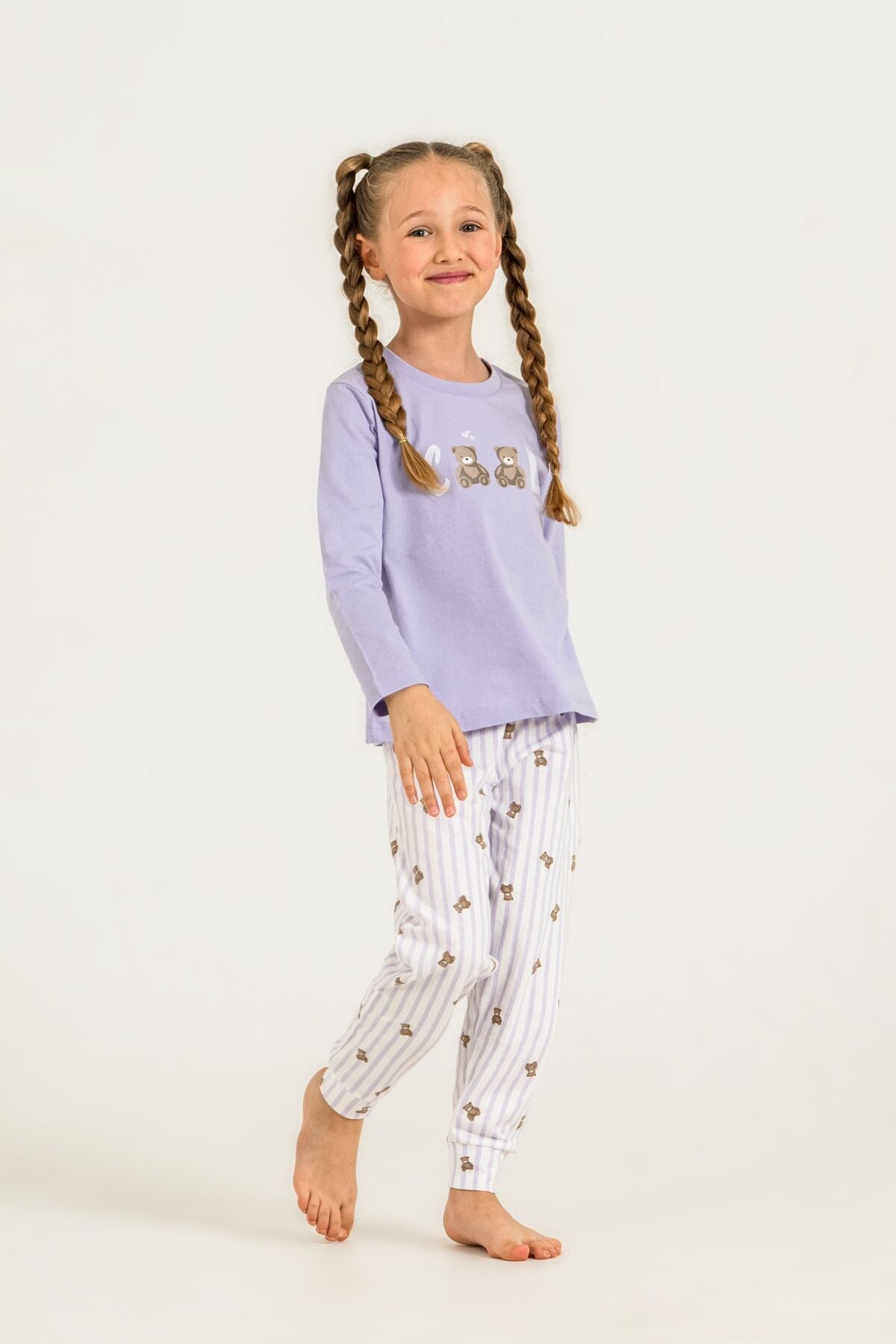 Rolypoly Kız Çocuk Cool Bear Mor Uzun Kol Pijama Takım RP3912-C-V2 Ürün ikincil görseli