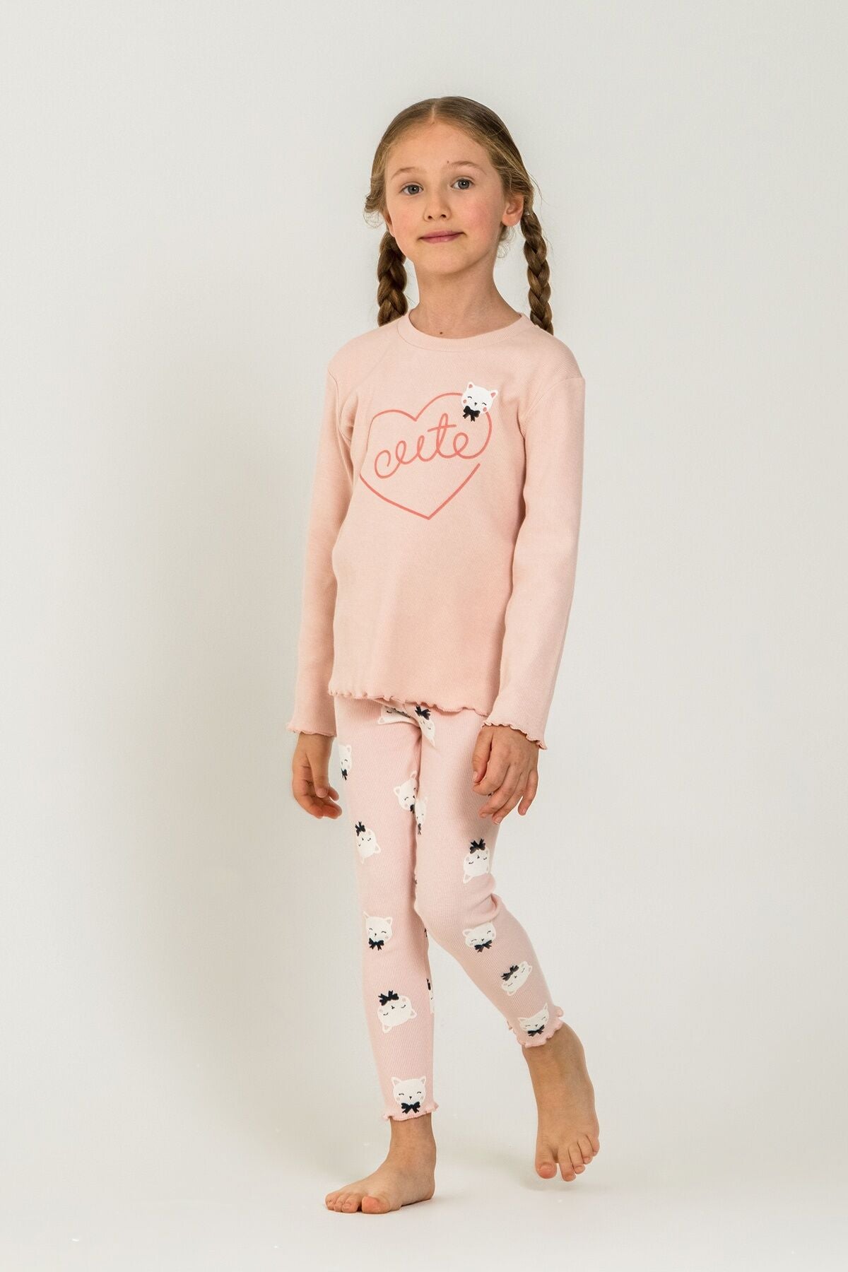 Rolypoly Kız Çocuk Cute Kitten Turuncu Tayt Takım RP3900-C-V1