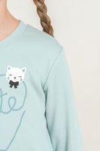 Rolypoly Kız Çocuk Cute Kitten Yeşil Tayt Takım RP3900-C-V2