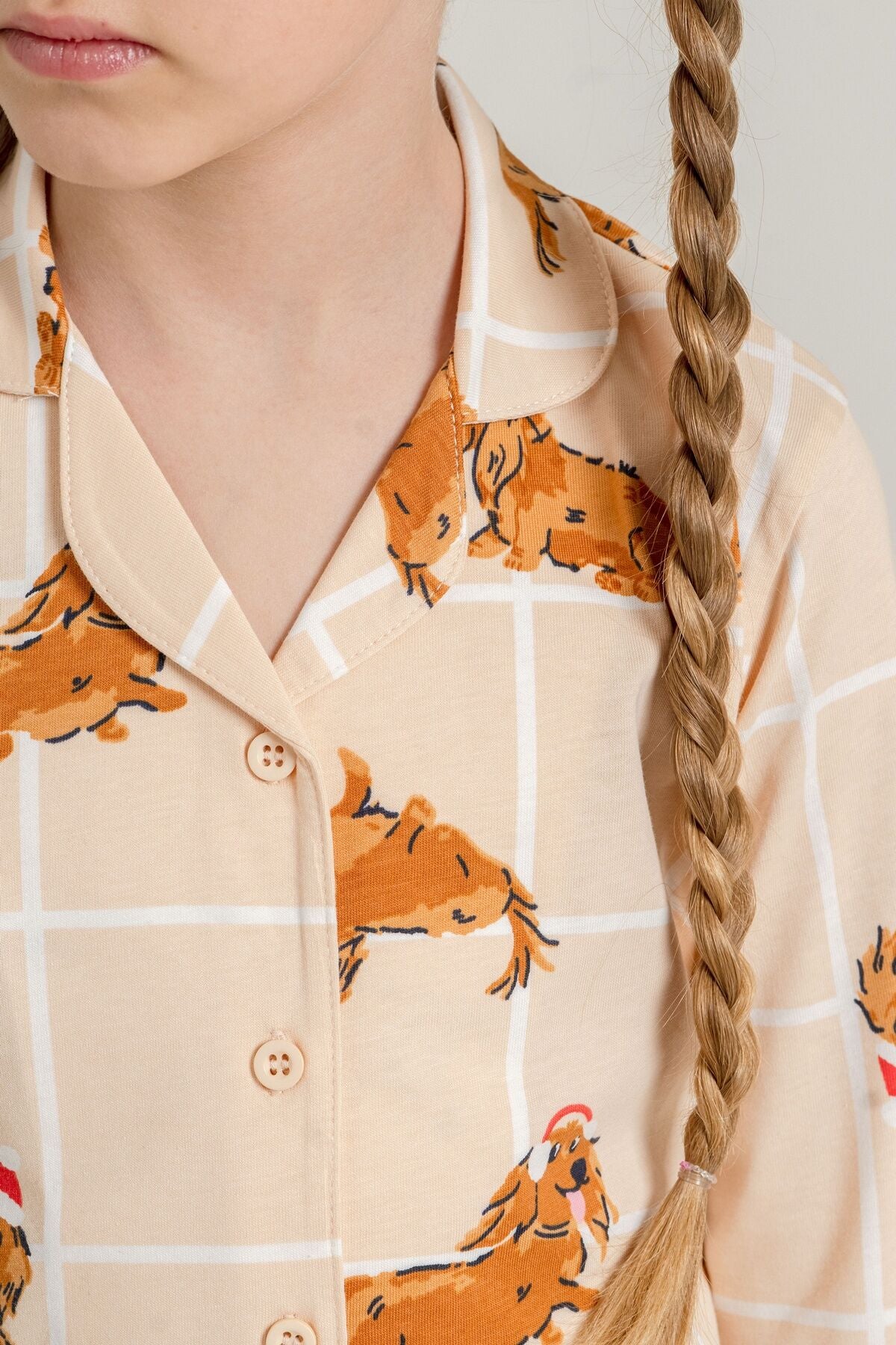 Rolypoly Kız Çocuk Cute Puppy Krem Gömlek Pijama Takımı RP3908-C-V1