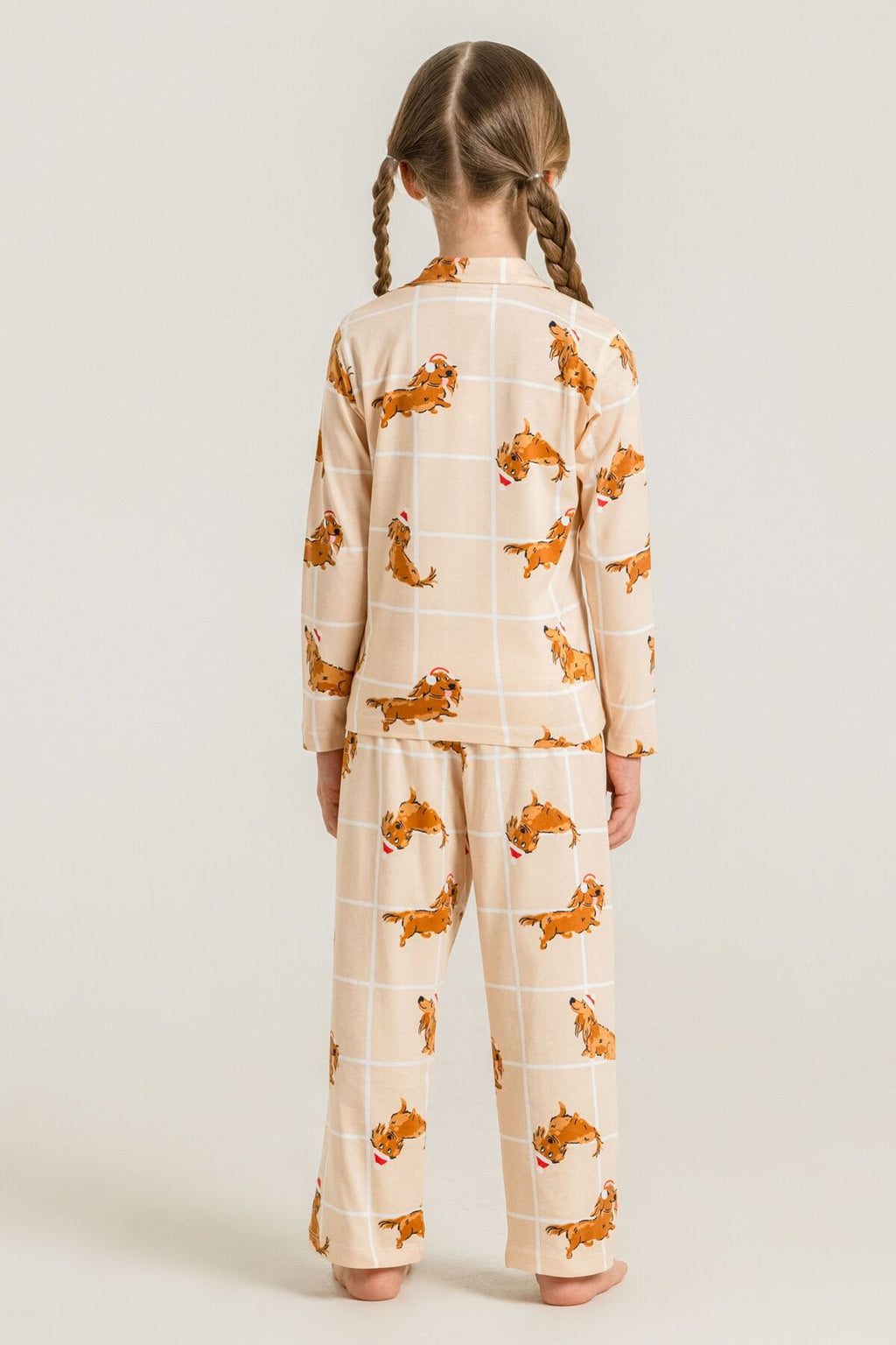 Rolypoly Kız Çocuk Cute Puppy Krem Gömlek Pijama Takımı RP3908-C-V1