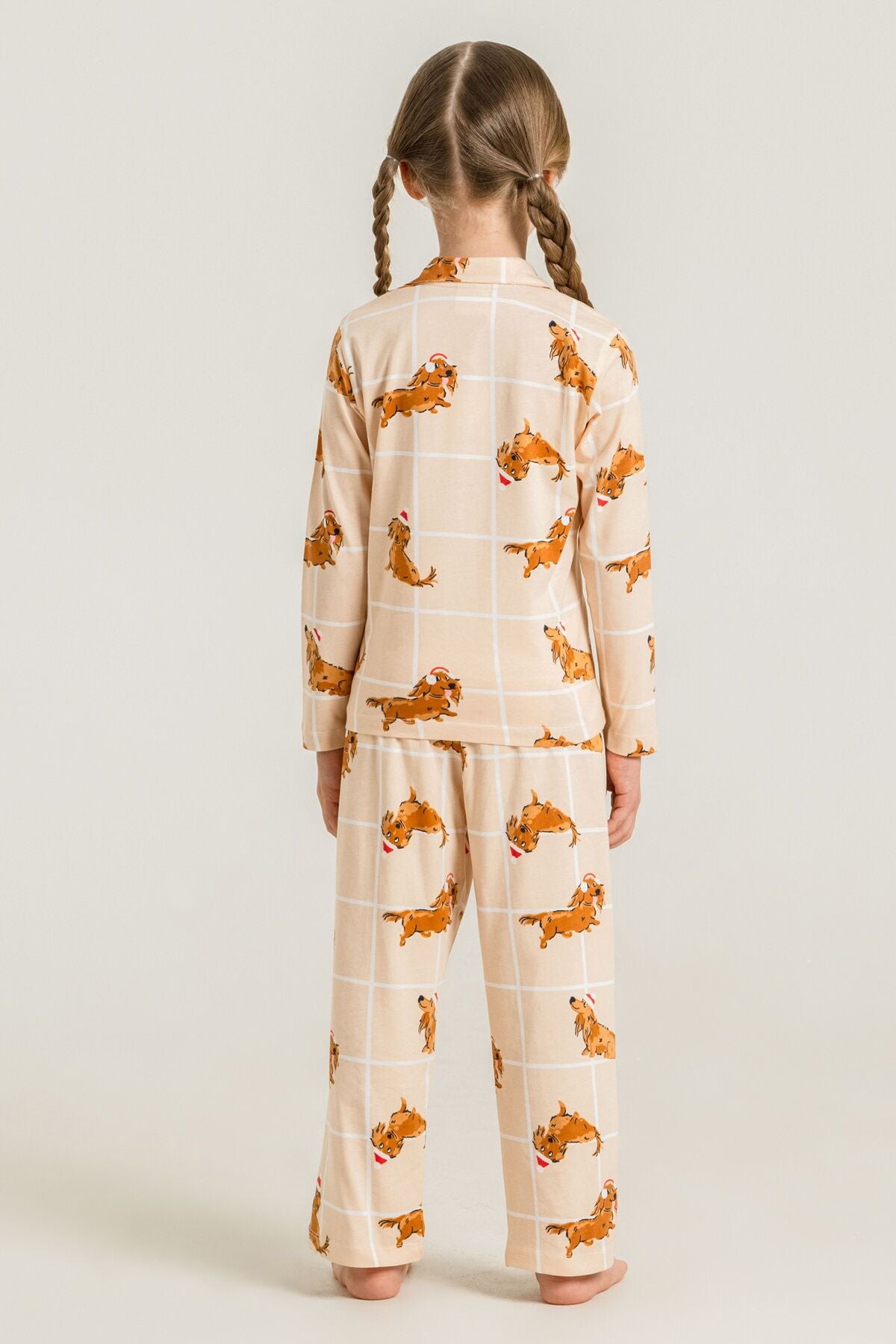 Rolypoly Kız Çocuk Cute Puppy Krem Gömlek Pijama Takımı RP3908-C-V1