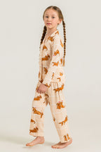 Rolypoly Kız Çocuk Cute Puppy Krem Gömlek Pijama Takımı RP3908-C-V1