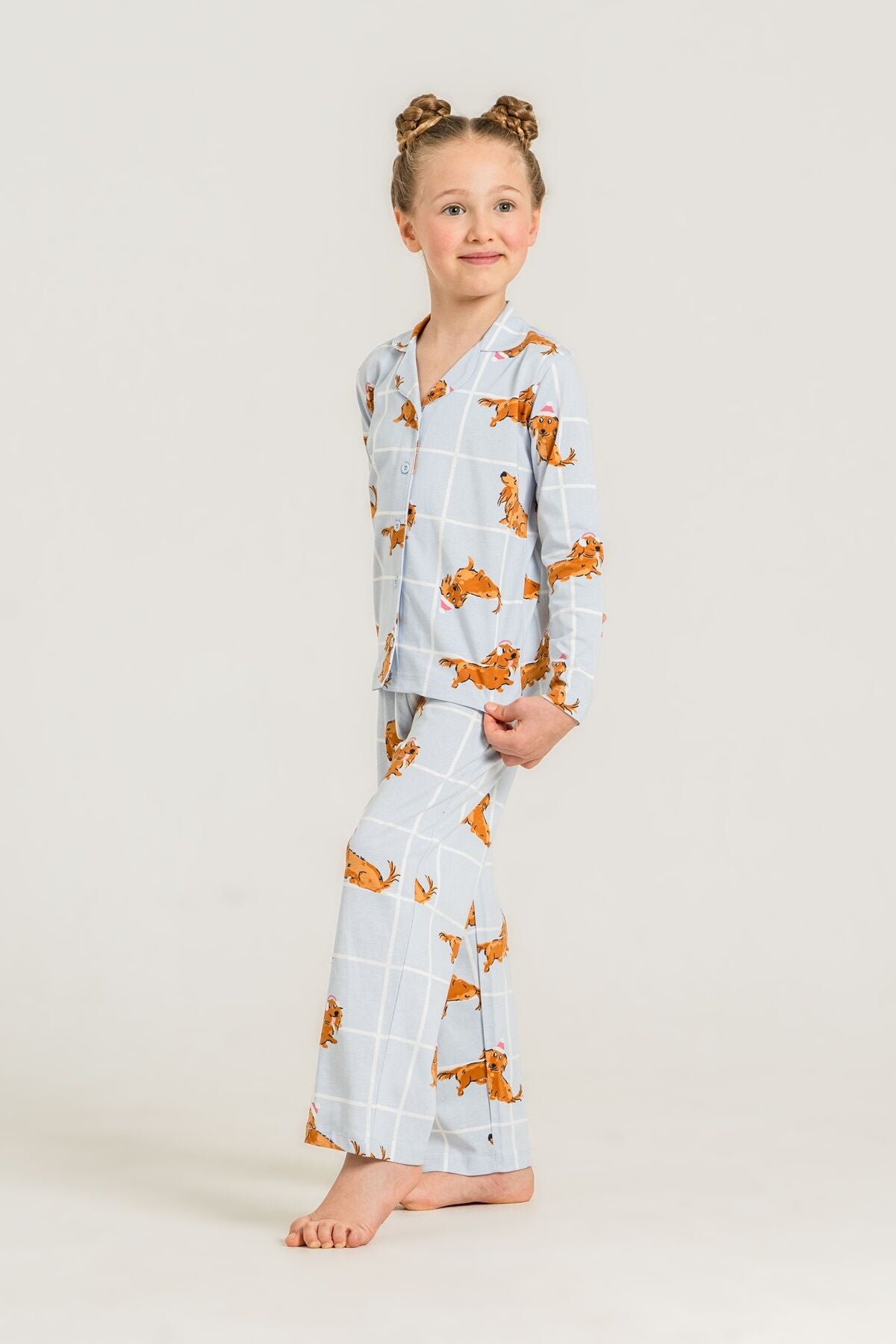 Rolypoly Kız Çocuk Cute Puppy Mavi Gömlek Pijama Takımı RP3908-C-V2 Ürün ikincil görseli
