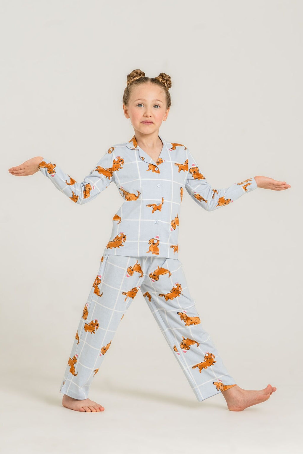 Rolypoly Kız Çocuk Cute Puppy Mavi Gömlek Pijama Takımı RP3908-C-V2