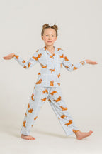 Rolypoly Kız Çocuk Cute Puppy Mavi Gömlek Pijama Takımı RP3908-C-V2