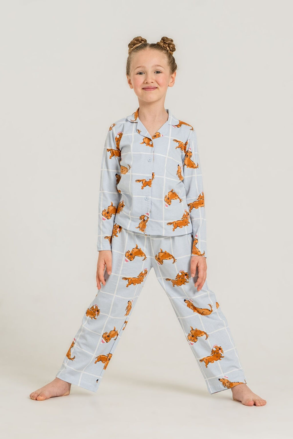 Rolypoly Kız Çocuk Cute Puppy Mavi Gömlek Pijama Takımı RP3908-C-V2