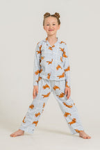 Rolypoly Kız Çocuk Cute Puppy Mavi Gömlek Pijama Takımı RP3908-C-V2