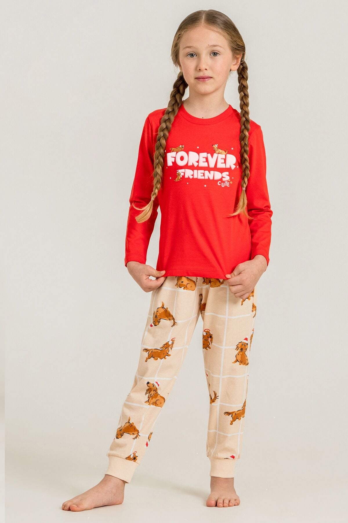 Rolypoly Kız Çocuk Forever Friends Kırmızı Uzun Kol Pijama Takım RP3907-C-V1 Ürün ikincil görseli