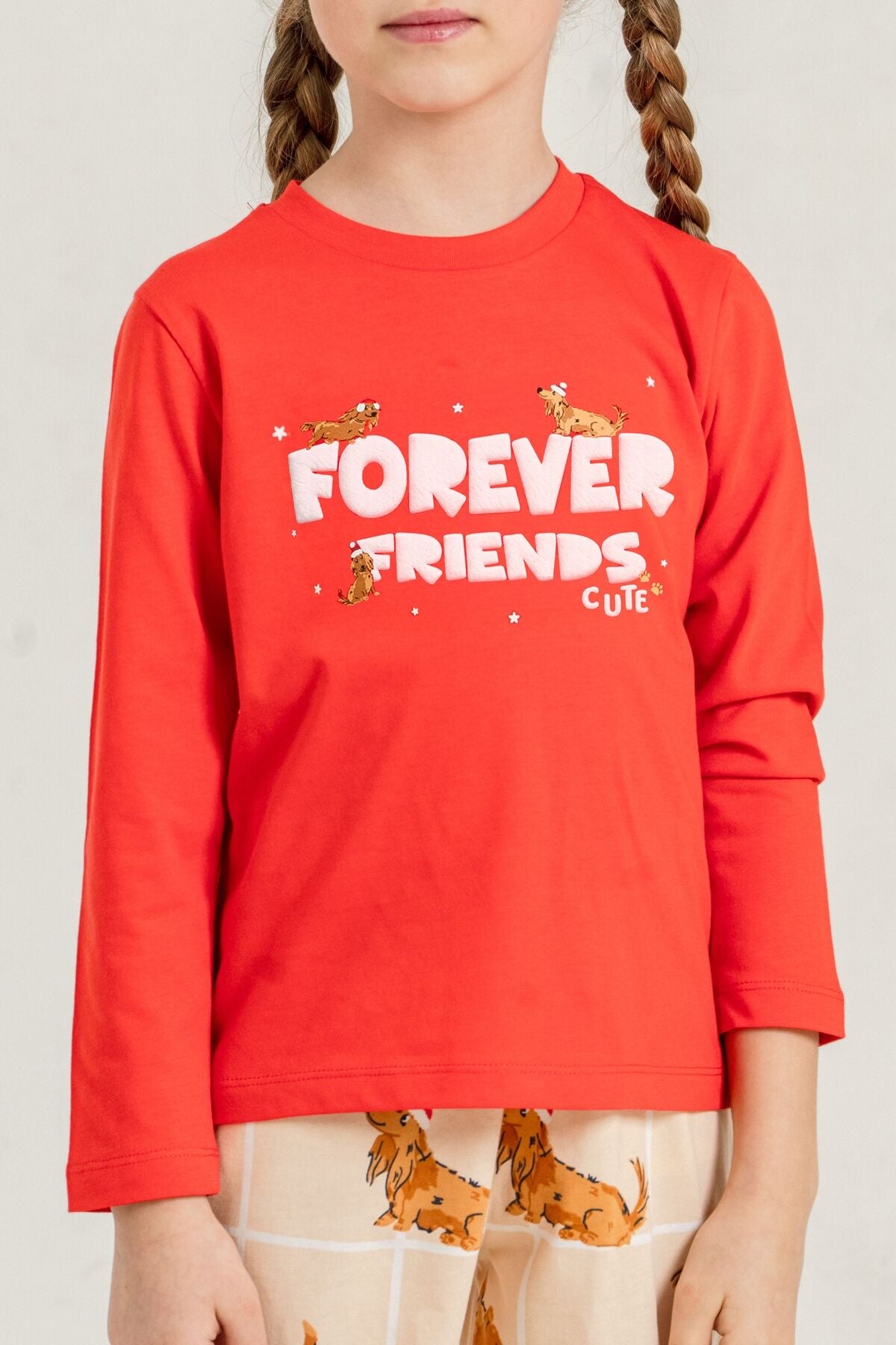 Rolypoly Kız Çocuk Forever Friends Kırmızı Uzun Kol Pijama Takım RP3907-C-V1